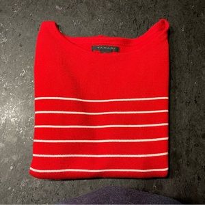 Stylish Tajarí Red and White Striped Sweater Size Large -